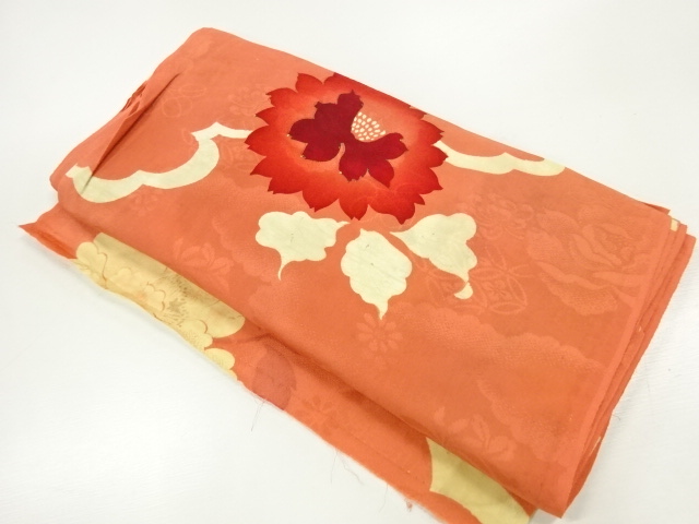 JAPANESE KIMONO / ANTIQUE ARAIHARI FOR HAORI / SILK / MON KINSHA / FLOWER